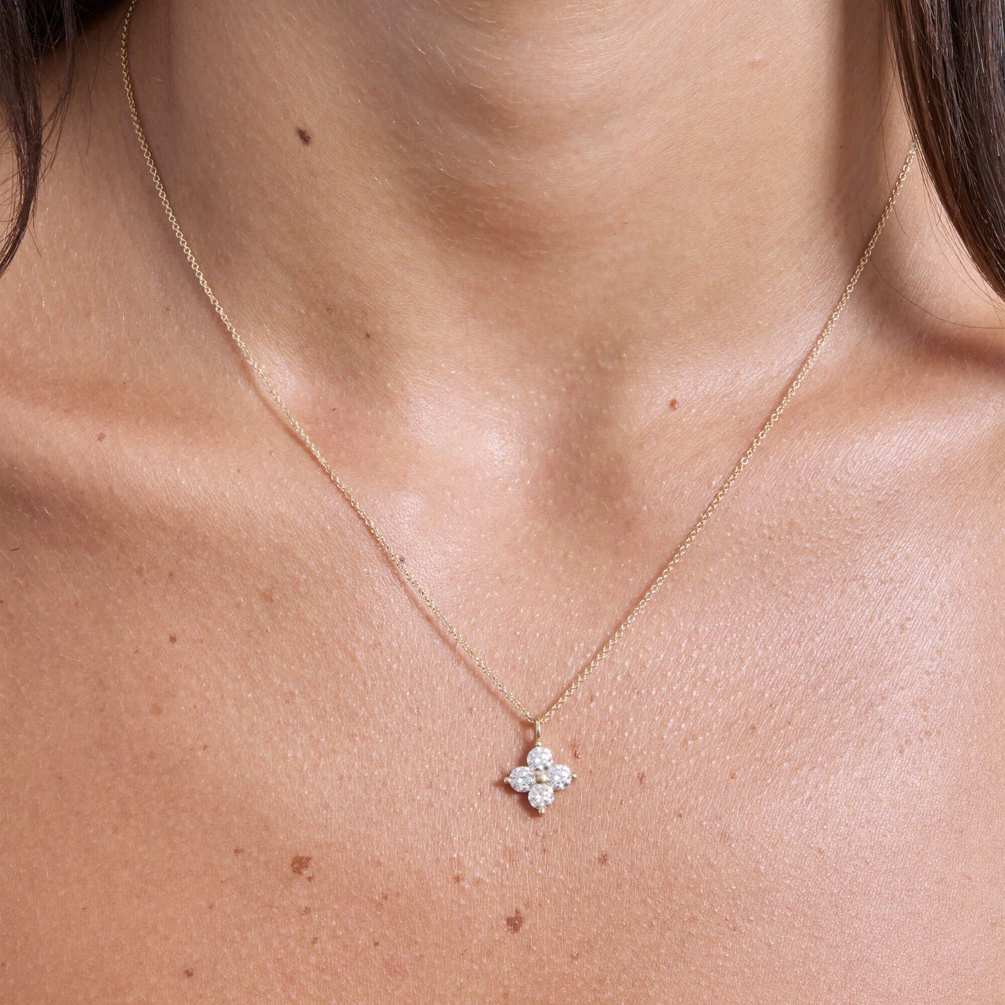 Lab Created Diamond Clover Necklace 1CTW