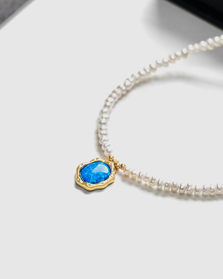 Opal and Pearl Decorative Necklace