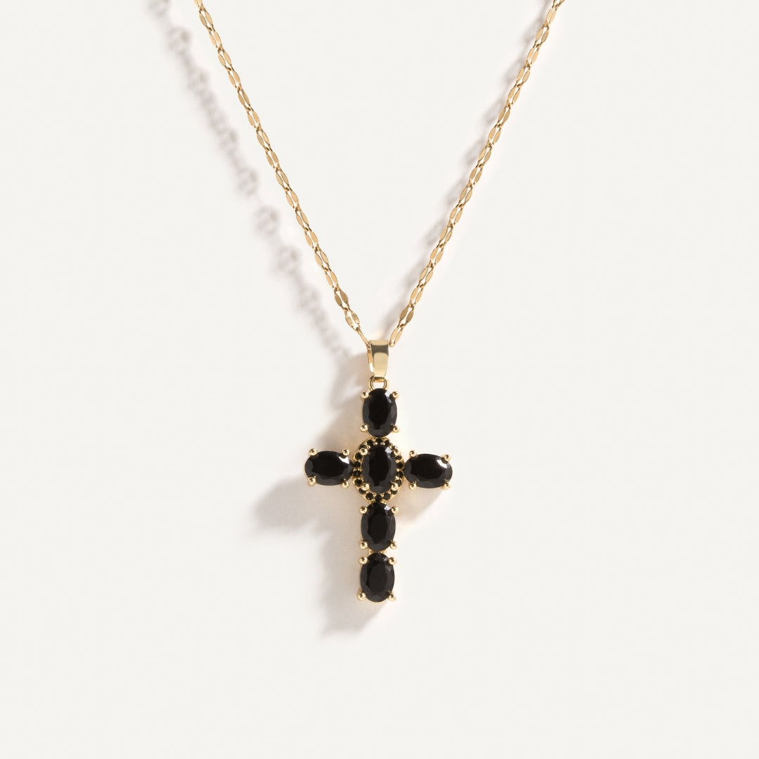 Black Cross Necklace in Elegant Design