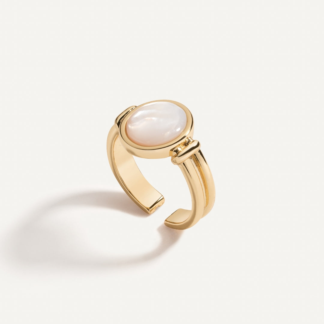 Elegant Mother of Pearl Signet Ring for Women