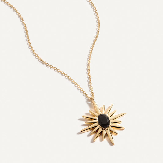 Sunburst Necklace with Black Onyx Stone