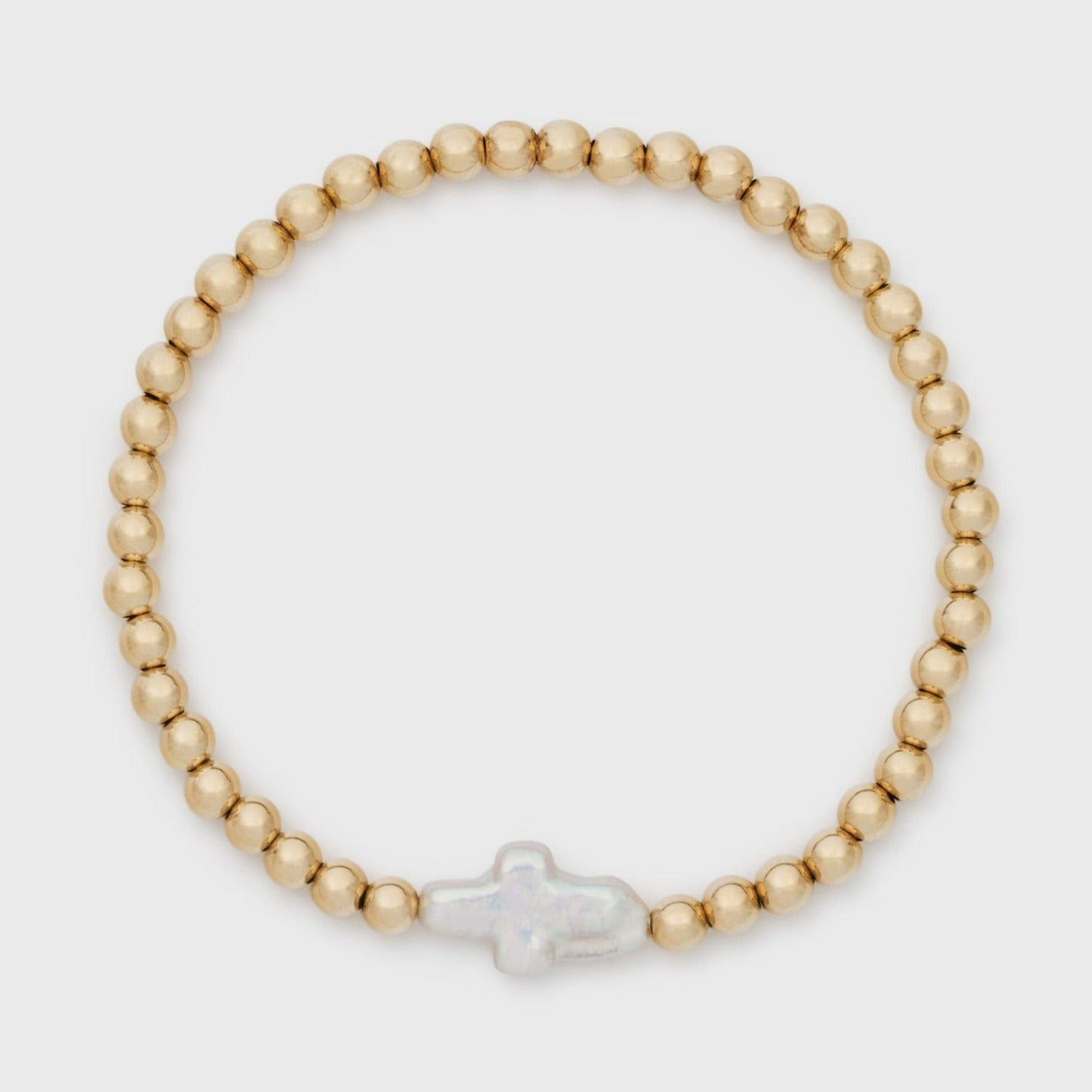 Pearl Cross Bracelet with 4mm Beads