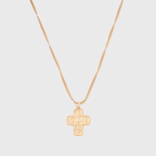 Elegant Guardian Cross Silver Necklace