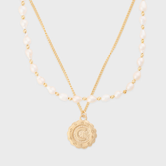 Baroque Pearl Initial Necklace Layering Set