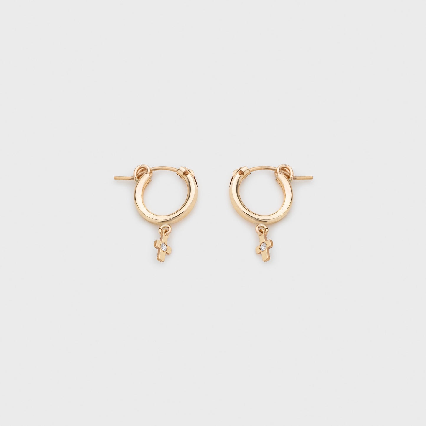 Dainty Mini Cross Hoop Earrings in Silver