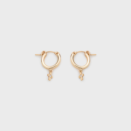 Dainty Mini Cross Hoop Earrings in Silver