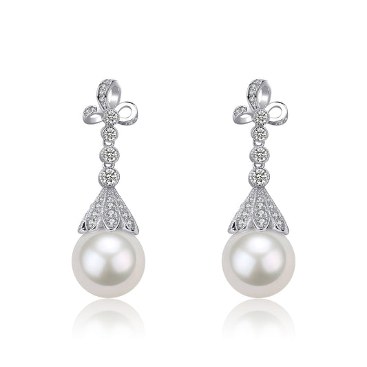 Freshwater Pearl Vintage Bowknot Drop Earrings