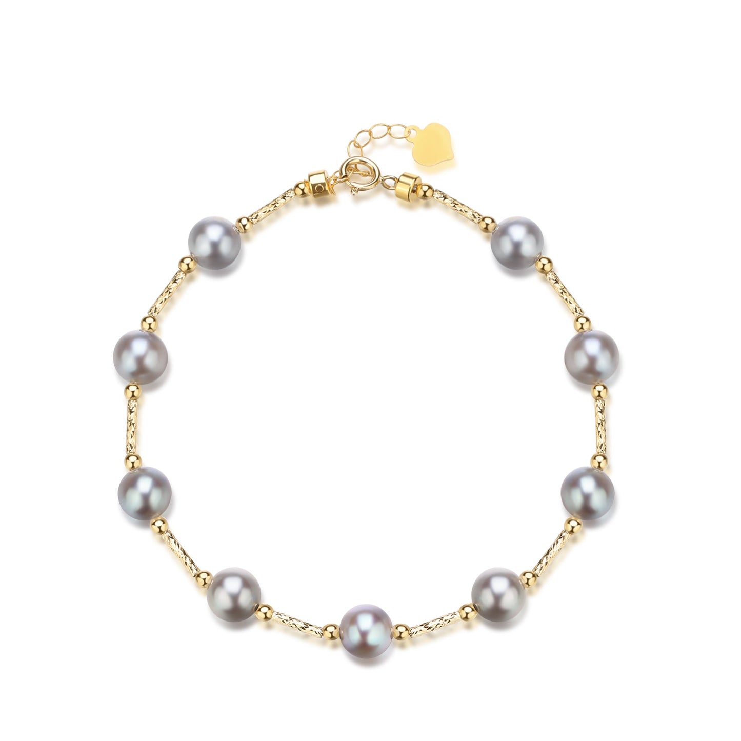 Seawater Blue Pearl Tincup Bracelet with Gold