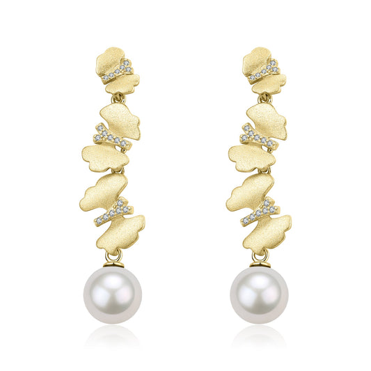 Dancing Butterfly Freshwater Pearl Earrings 11-12mm