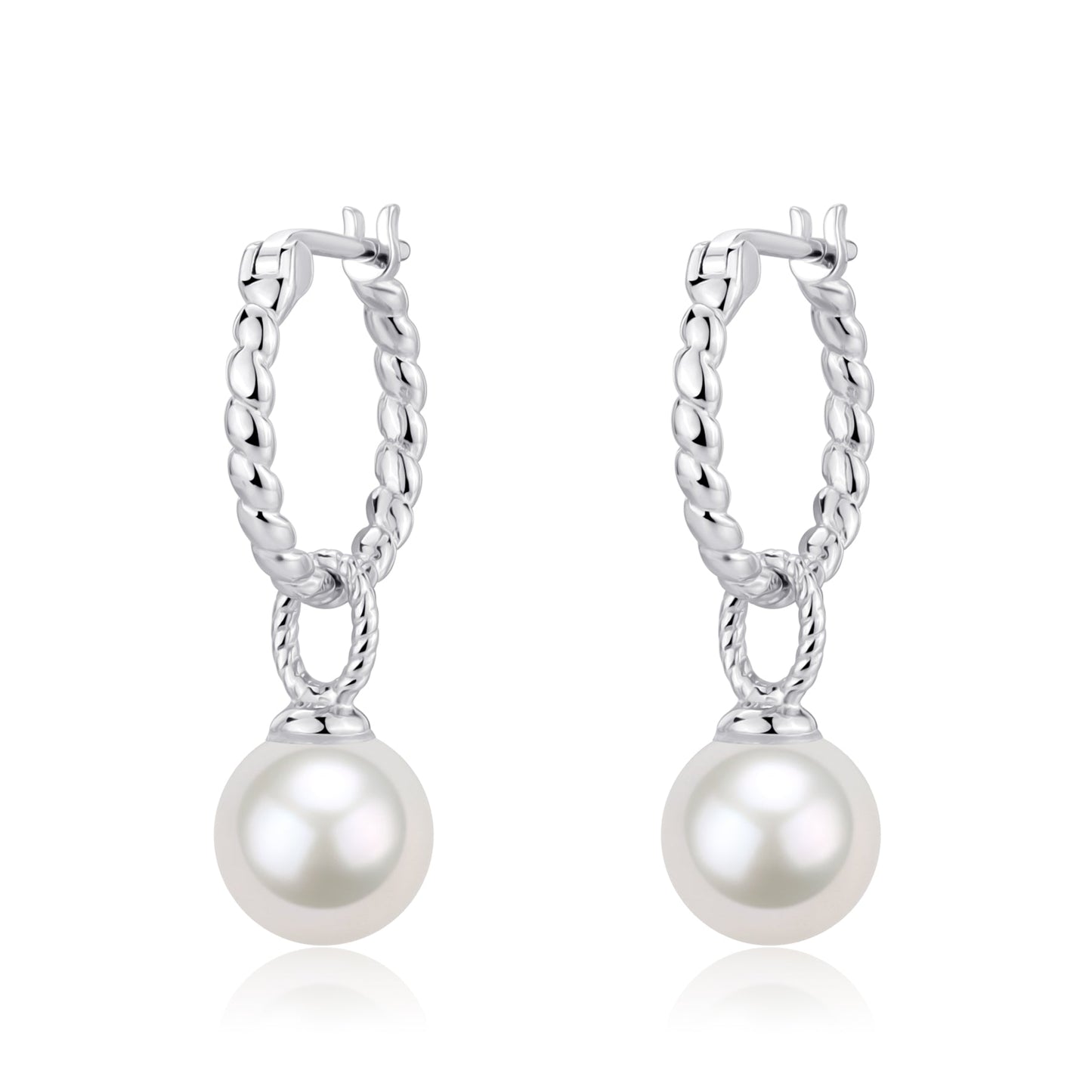 Freshwater Pearl Twist Hoop Detachable Earrings