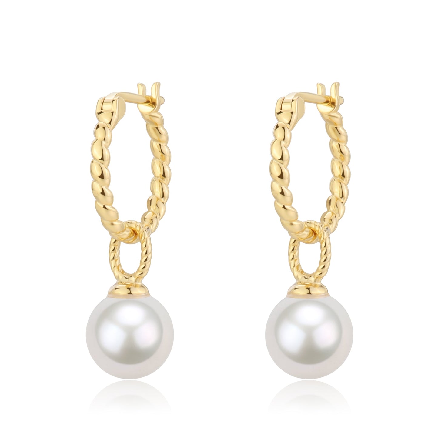 Freshwater Pearl Twist Hoop Detachable Earrings