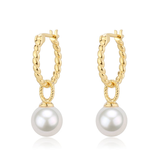 Freshwater Pearl Twist Hoop Detachable Earrings