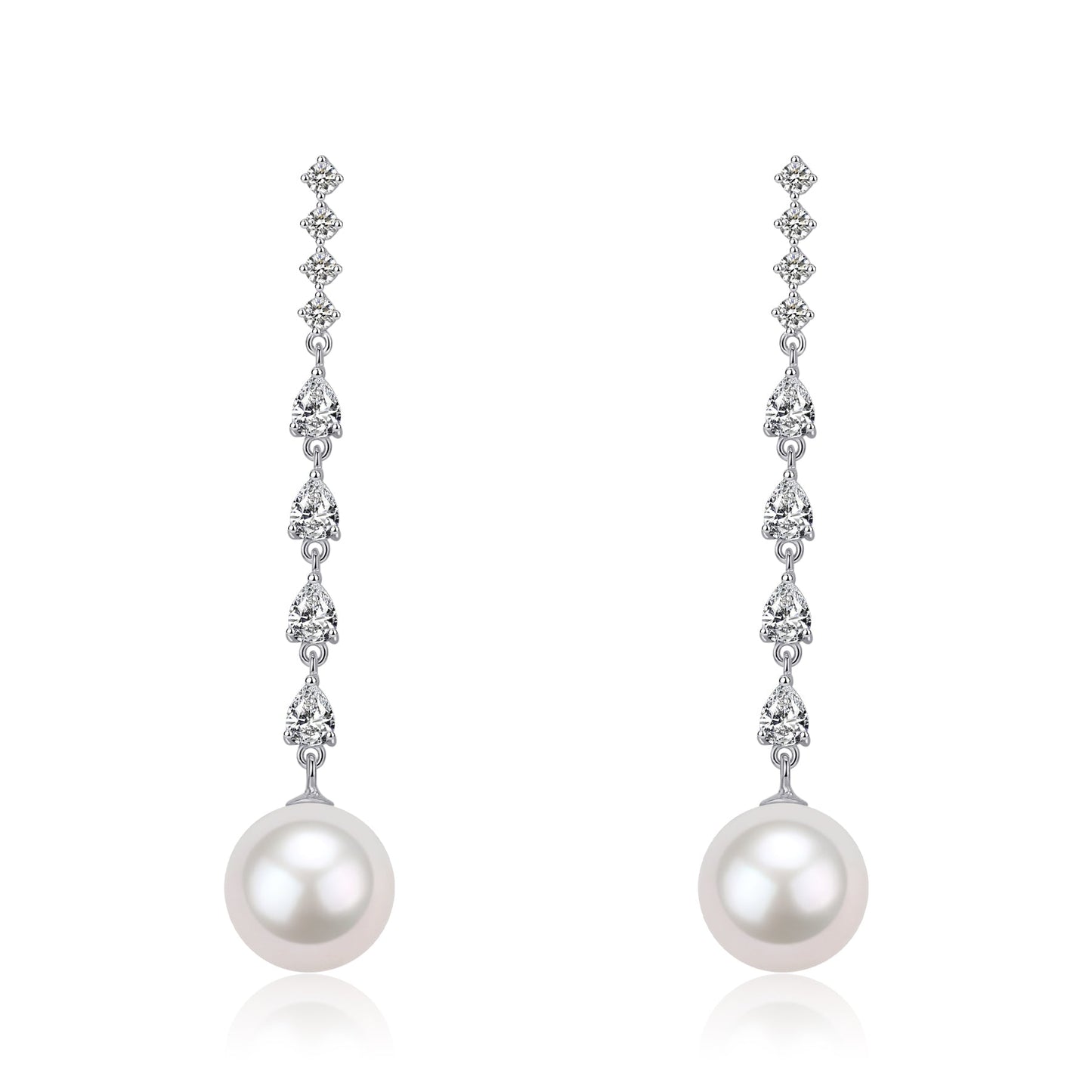 Long Freshwater Pearl Earrings with Sparkling Accents