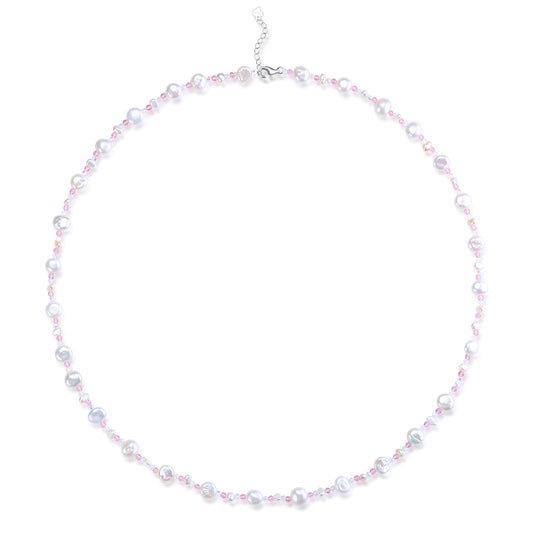 Baroque Freshwater Pearl Necklace with Pastel Beads