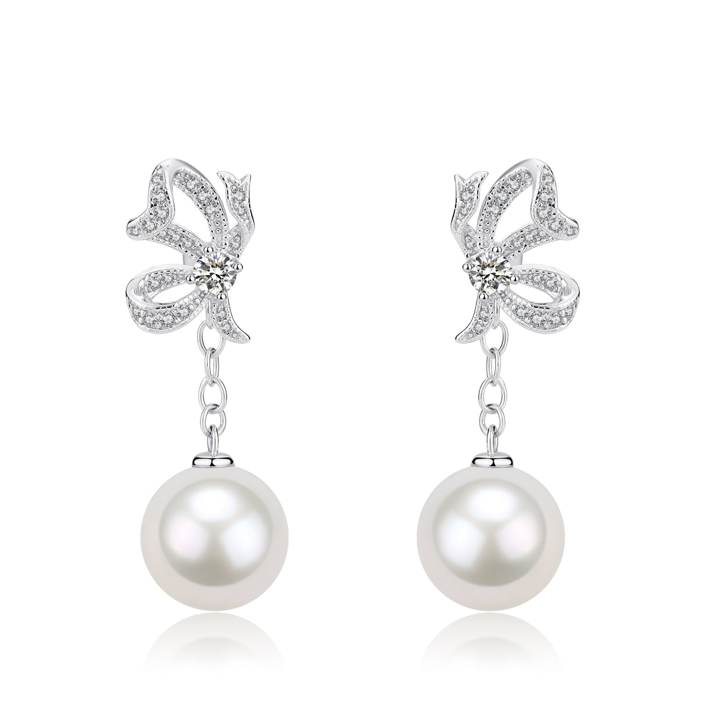 Freshwater Pearl Butterfly Stud Earrings Detachable Design