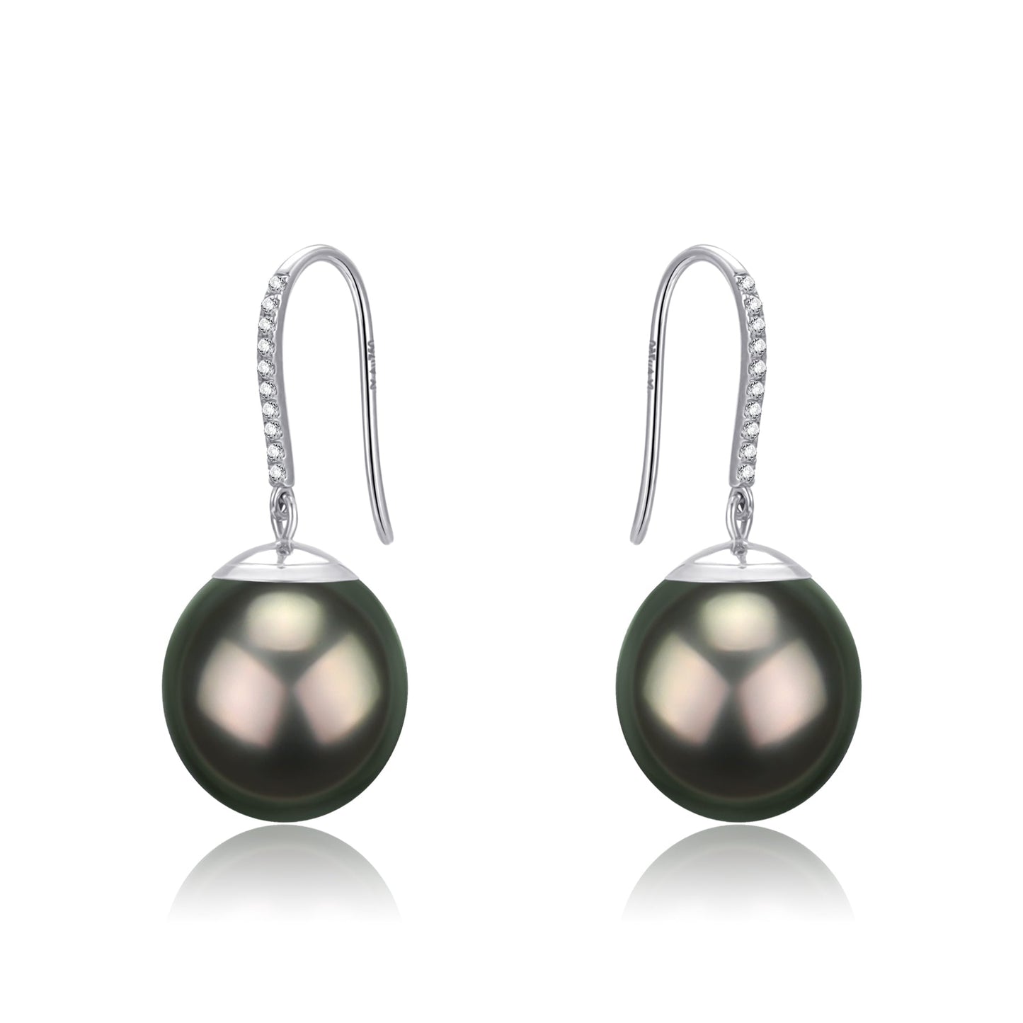 Tahitian Drop Pearl Earrings in White Gold