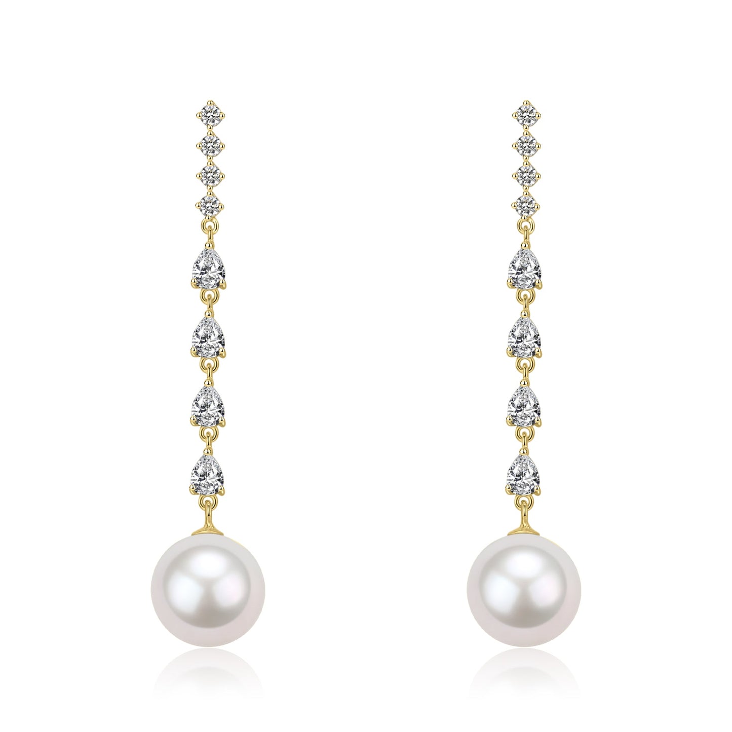 Long Freshwater Pearl Earrings with Sparkling Accents