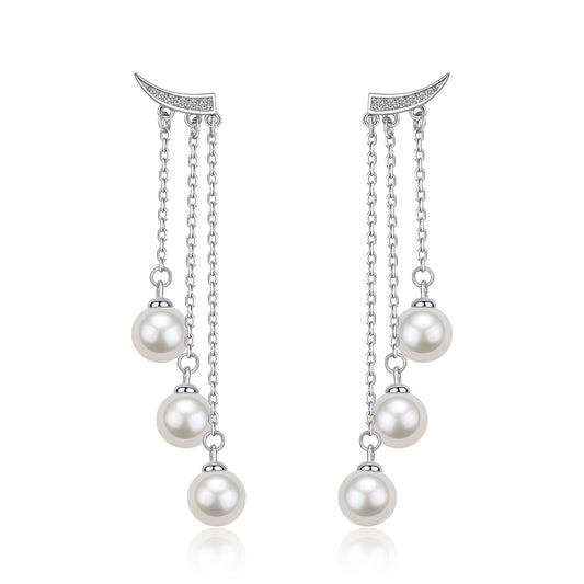 Freshwater Pearl Triple Drop Earrings in Dynamic Style