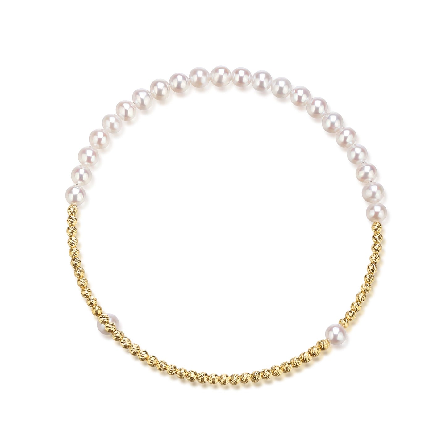 Freshwater Pearl Beaded Bracelet with 18K Gold