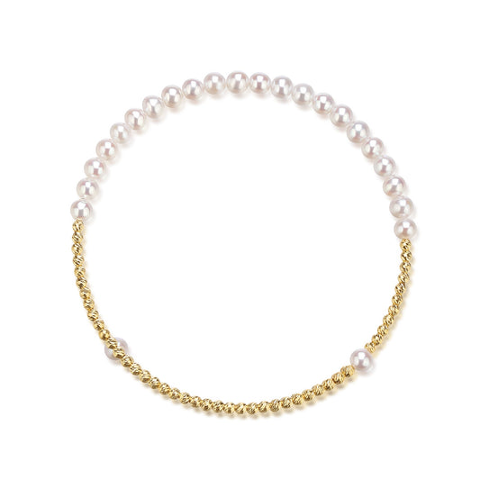 Freshwater Pearl Beaded Bracelet with 18K Gold