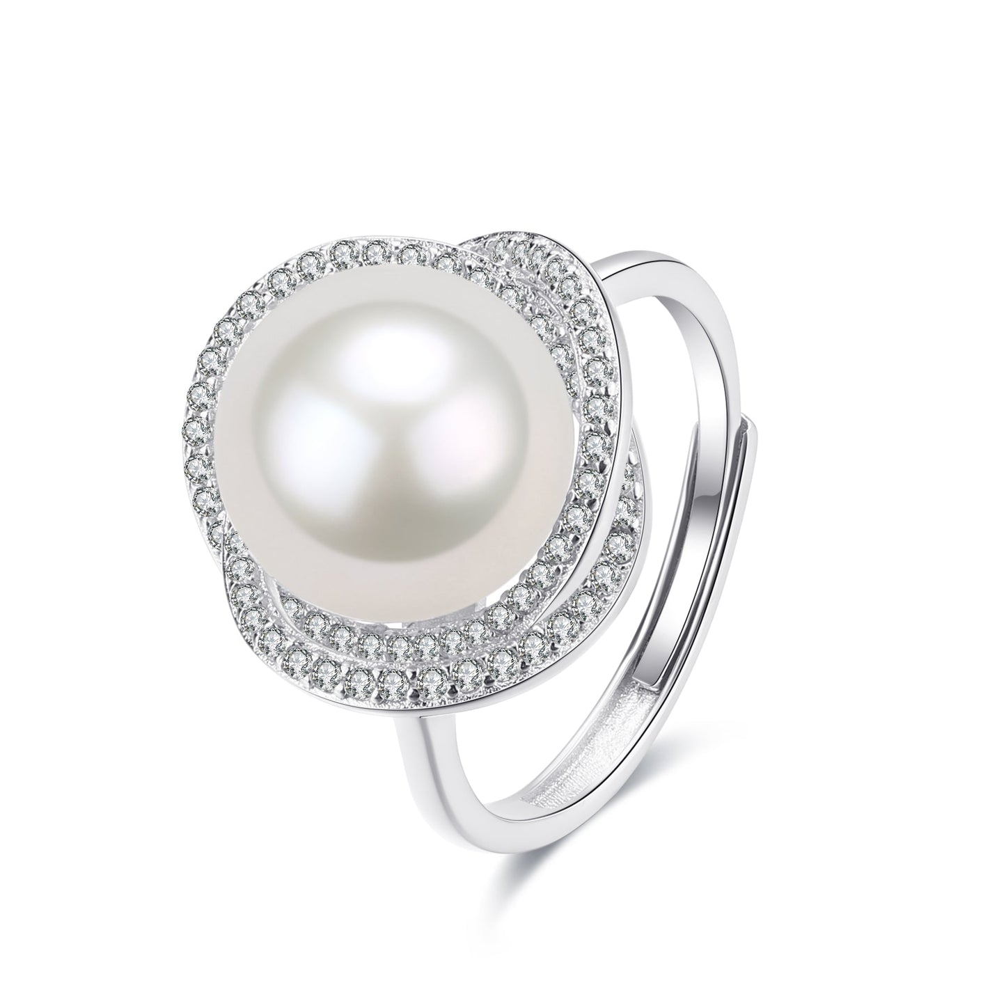 Freshwater Pearl and Rose Design Ring