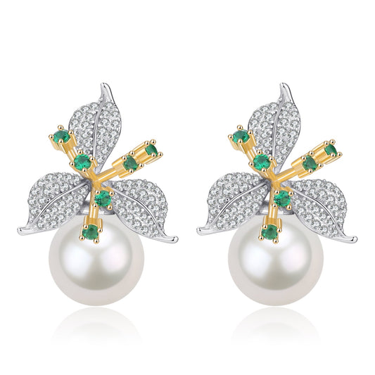 Green Gem Floral Cubic Zirconia Earrings