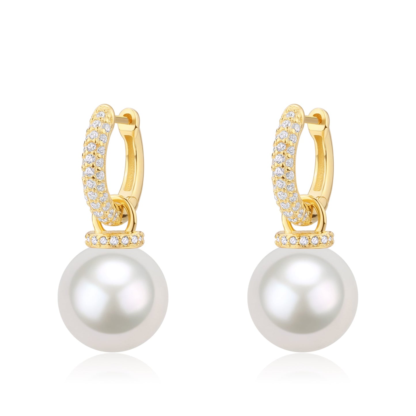 Freshwater Pearl and CZ Hoop Earrings for Women