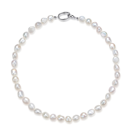 White Baroque Pearl Necklace 9-10mm Size