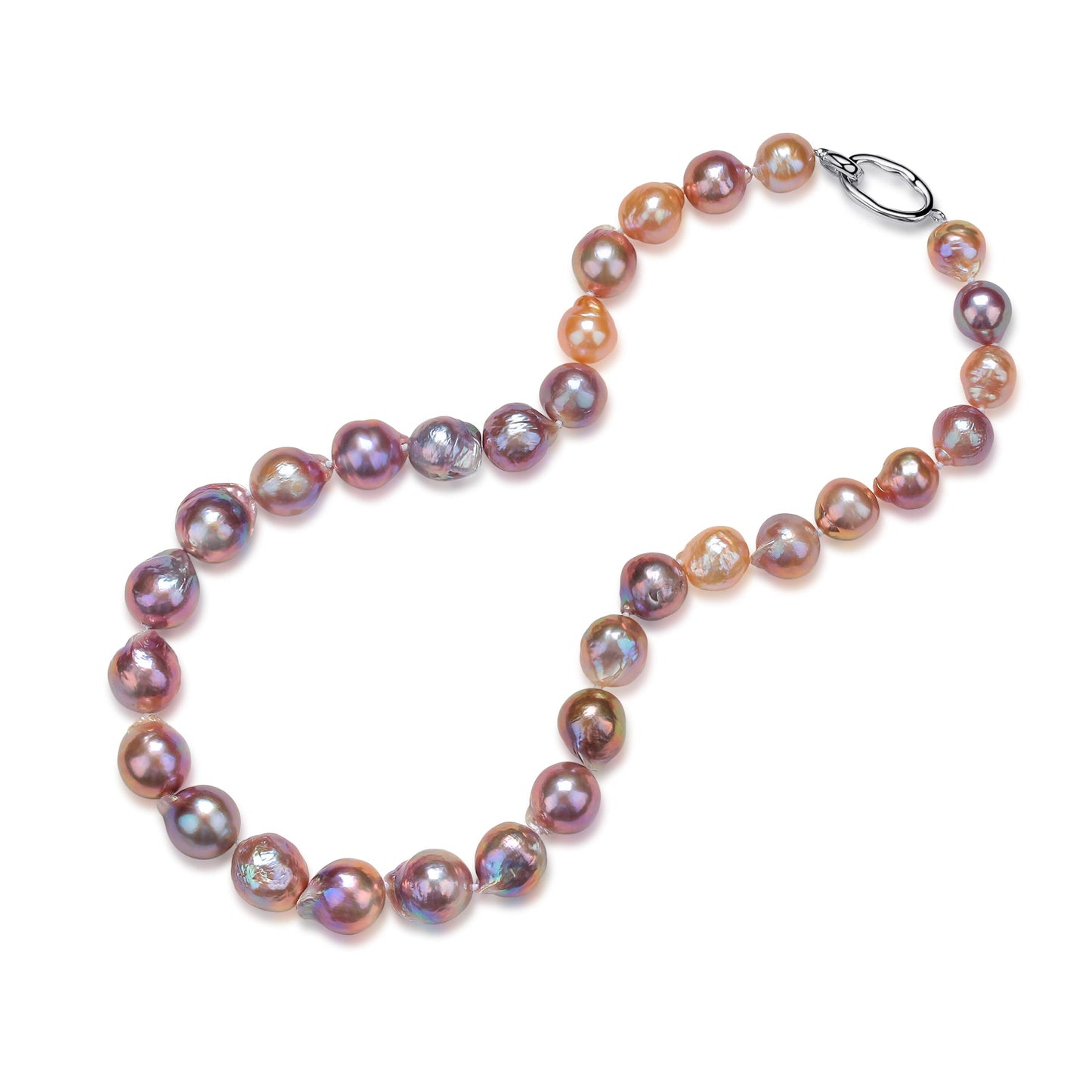 Baroque Pearl Necklace and Bracelet in Pink-Purple