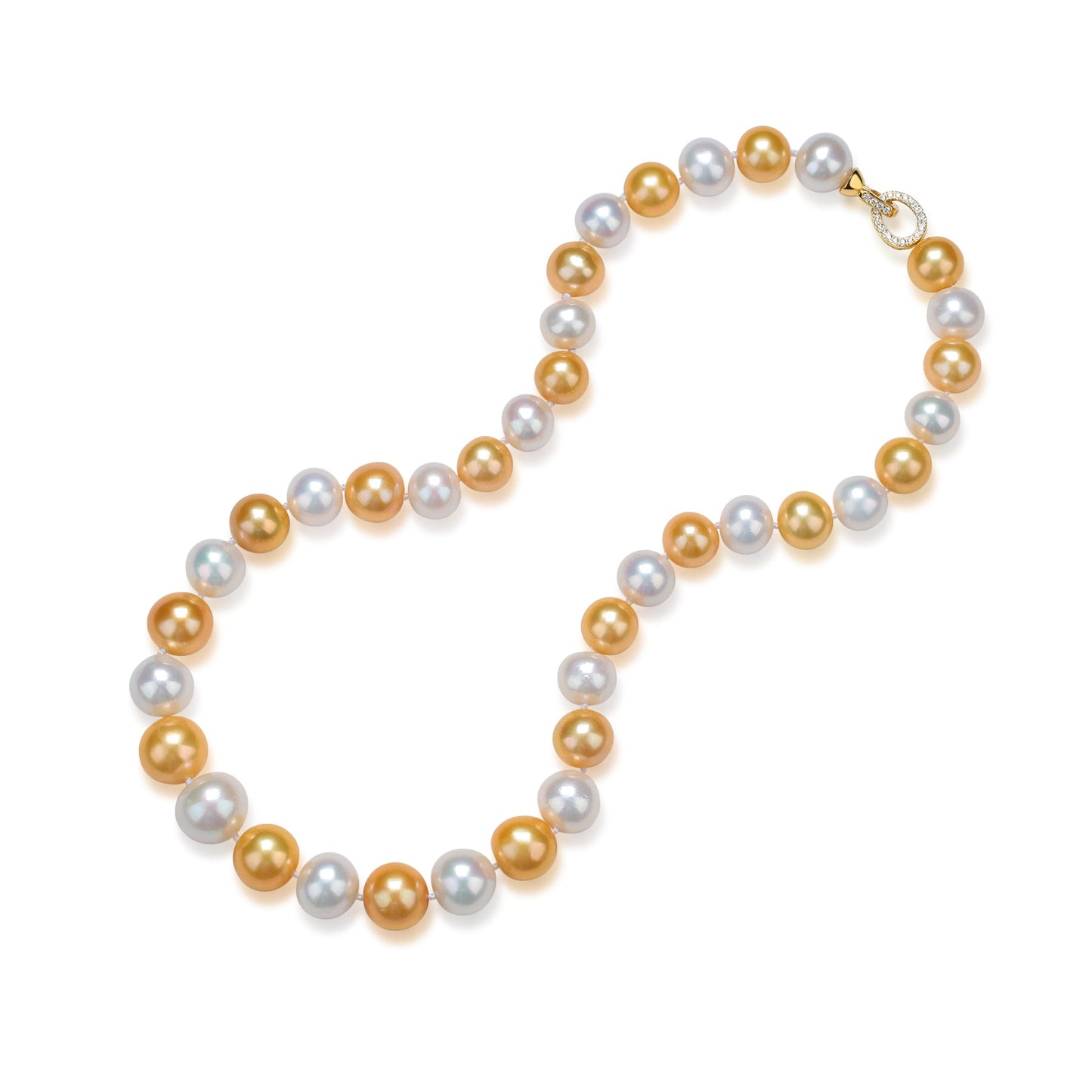 Dyed Golden and White Freshwater Pearl Necklace 1