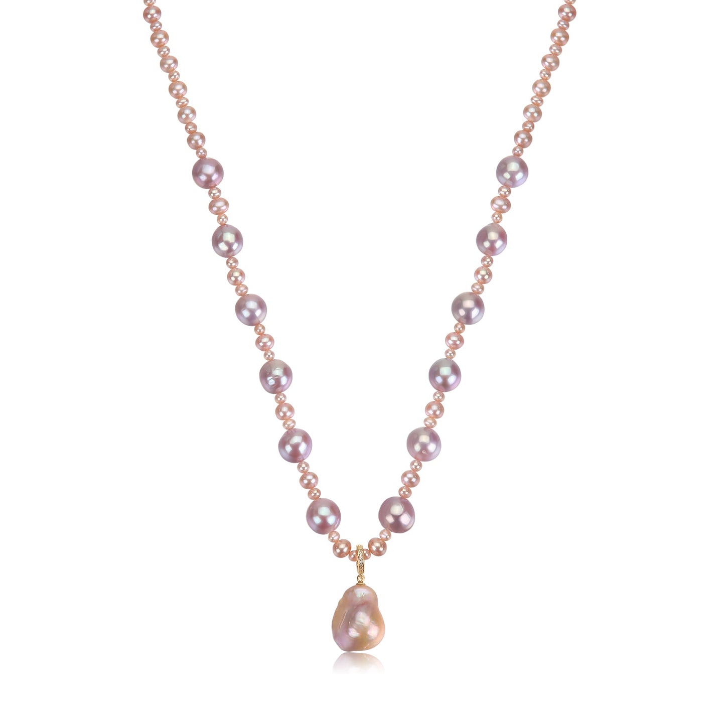 Stunning Pink Purple Baroque Pearl Necklace