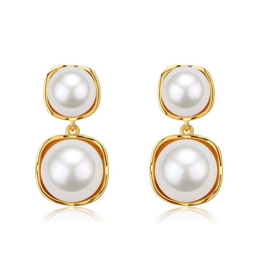 Earrings with Double Freshwater Pearls and Eulalie Design