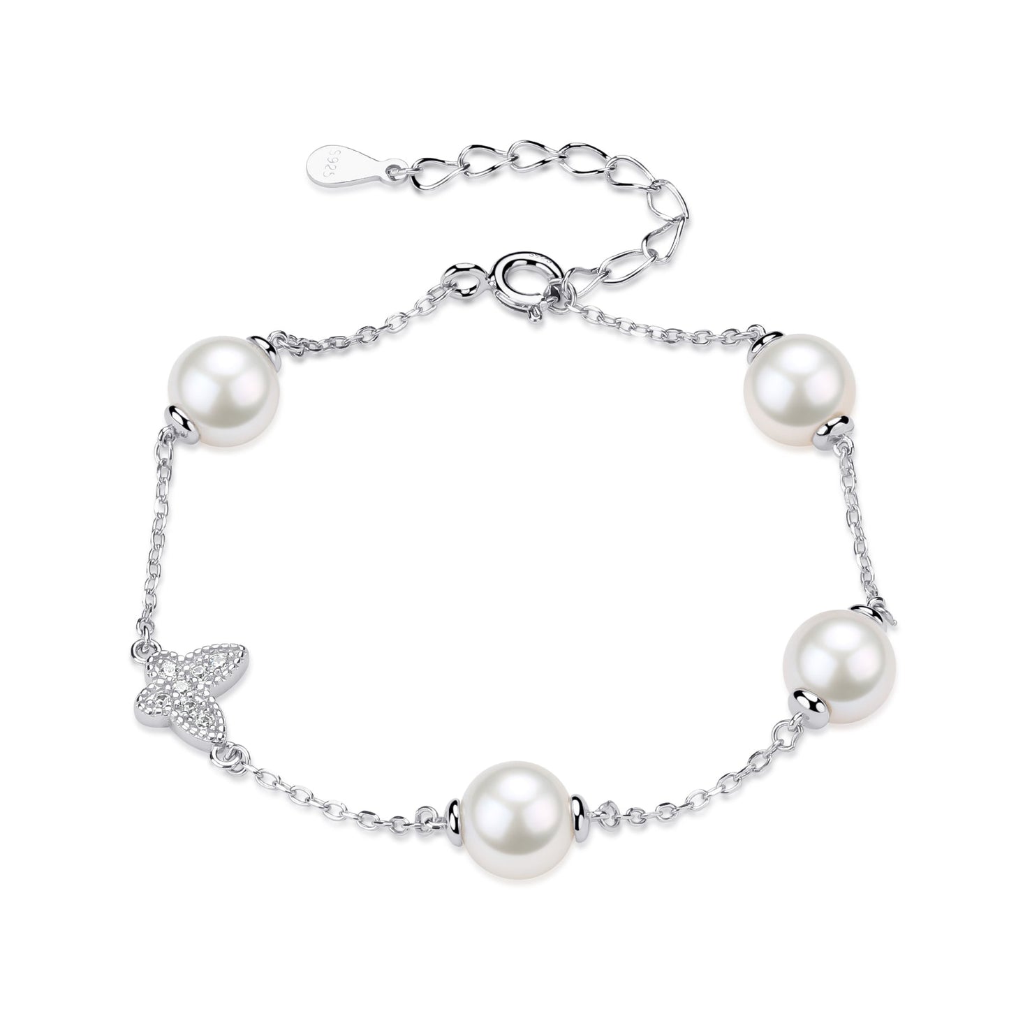 Freshwater Pearl Butterfly Design Bracelet 6-7mm