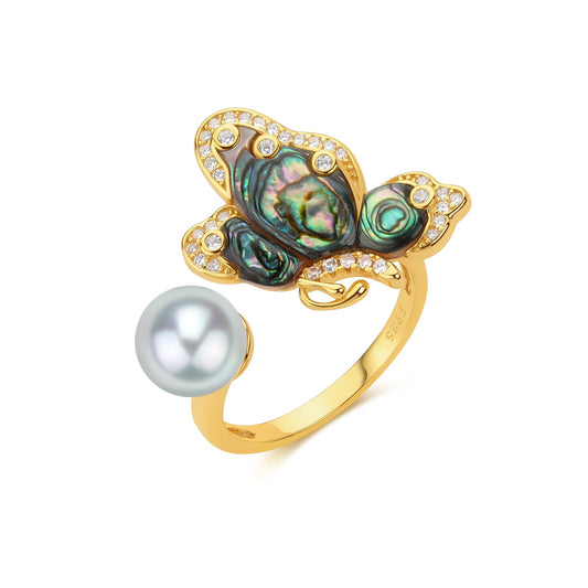 Butterfly Design Akoya Mother of Pearls Ring