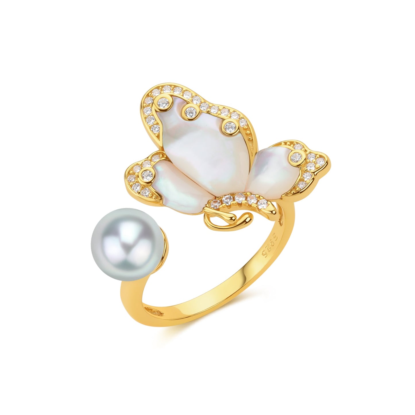 Butterfly Design Akoya Mother of Pearls Ring