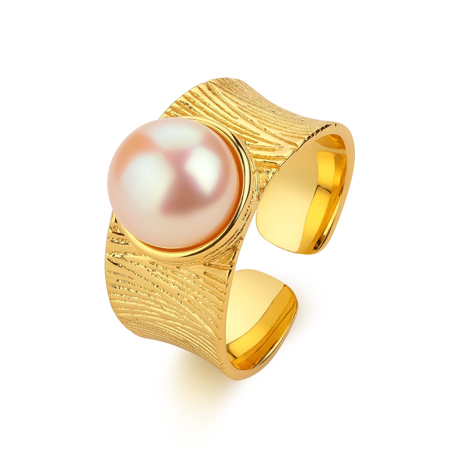 Pink Freshwater Pearl Wide Ring in 7-8mm Size