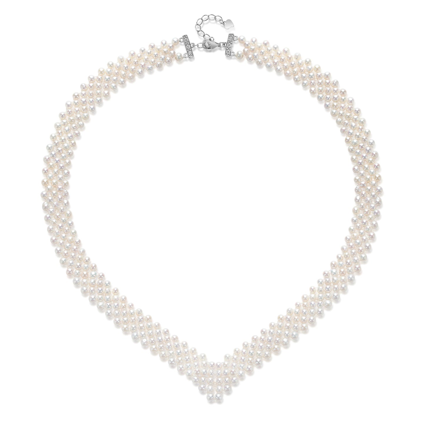 Multi-Layered V Shape Freshwater Pearl Necklace