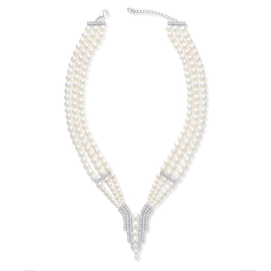 Triple Layer Freshwater Pearl Strand Necklace