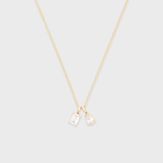 Two Stone 14k Gold Necklace