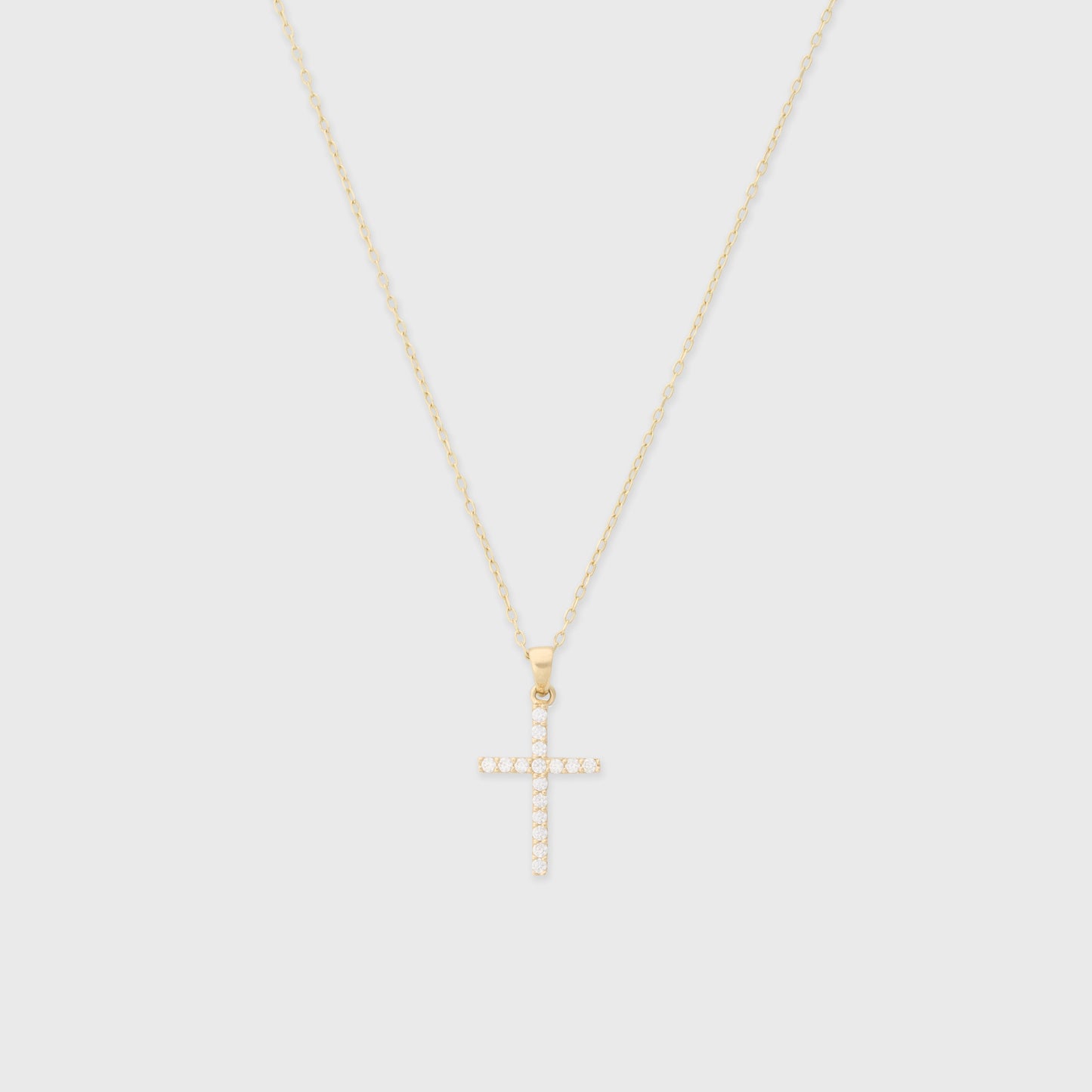 Gold Pavé Cross Necklace in 14k Gold