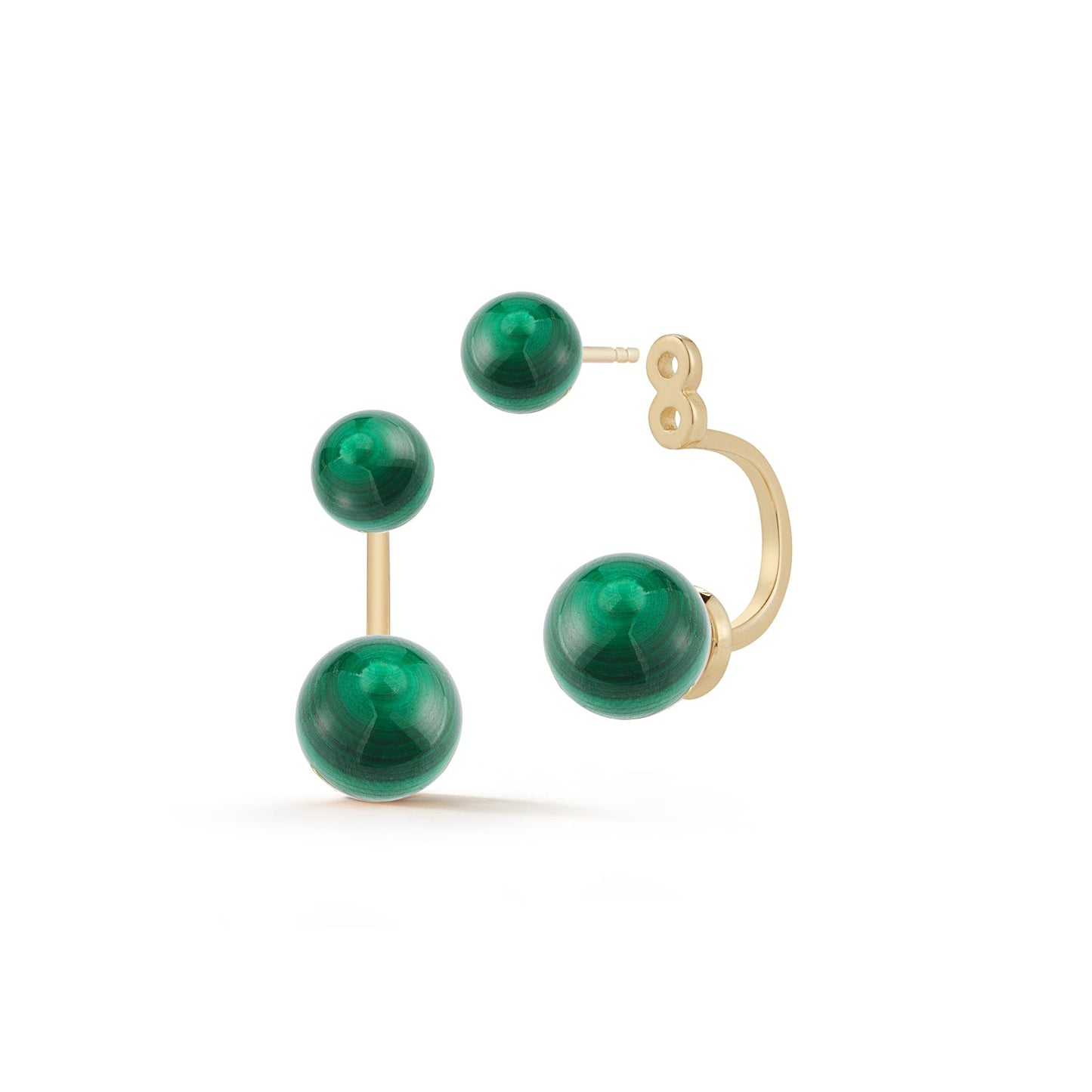 Gold Malachite Ear Jacket Earrings in 14kt