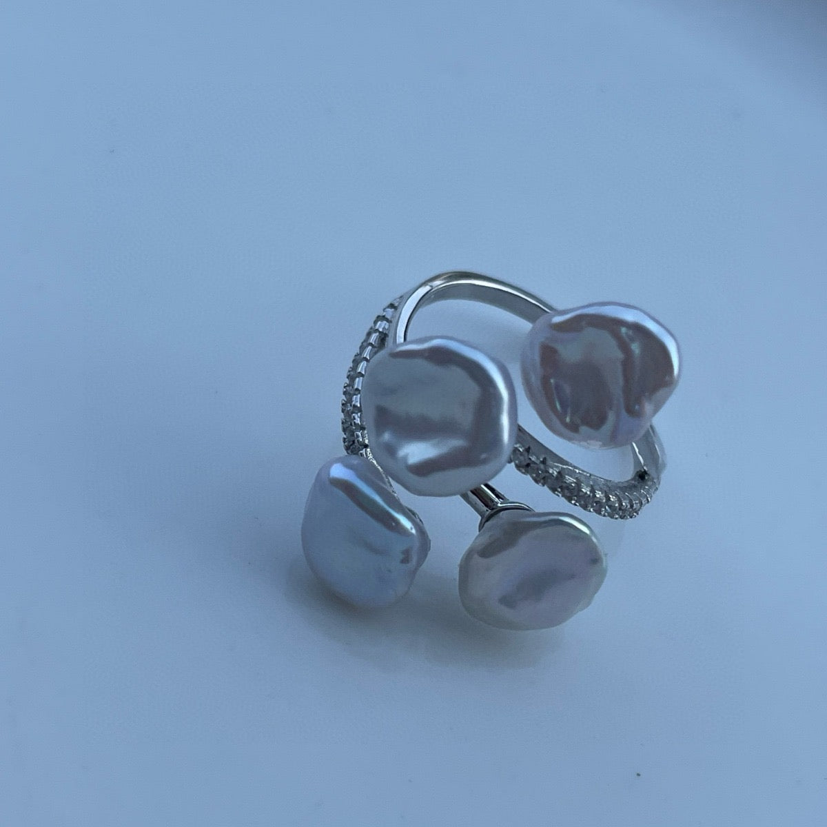 Floral Design Keshi Pearl Ring