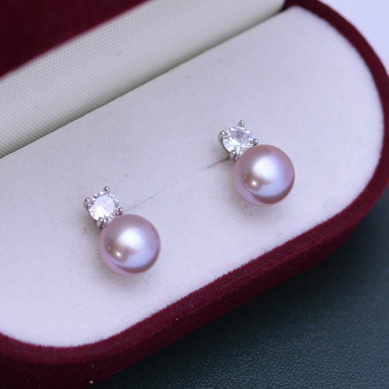 Freshwater Pearl Stud Earrings in Various Colors