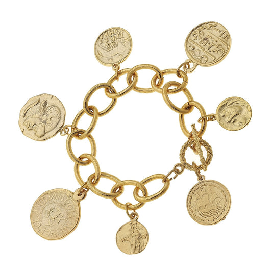 Gold Coin Charm Bracelet Design in Gold