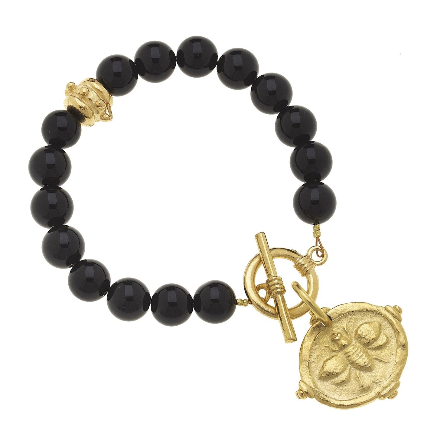 Gold Bee Intaglio Stone Bracelet Design