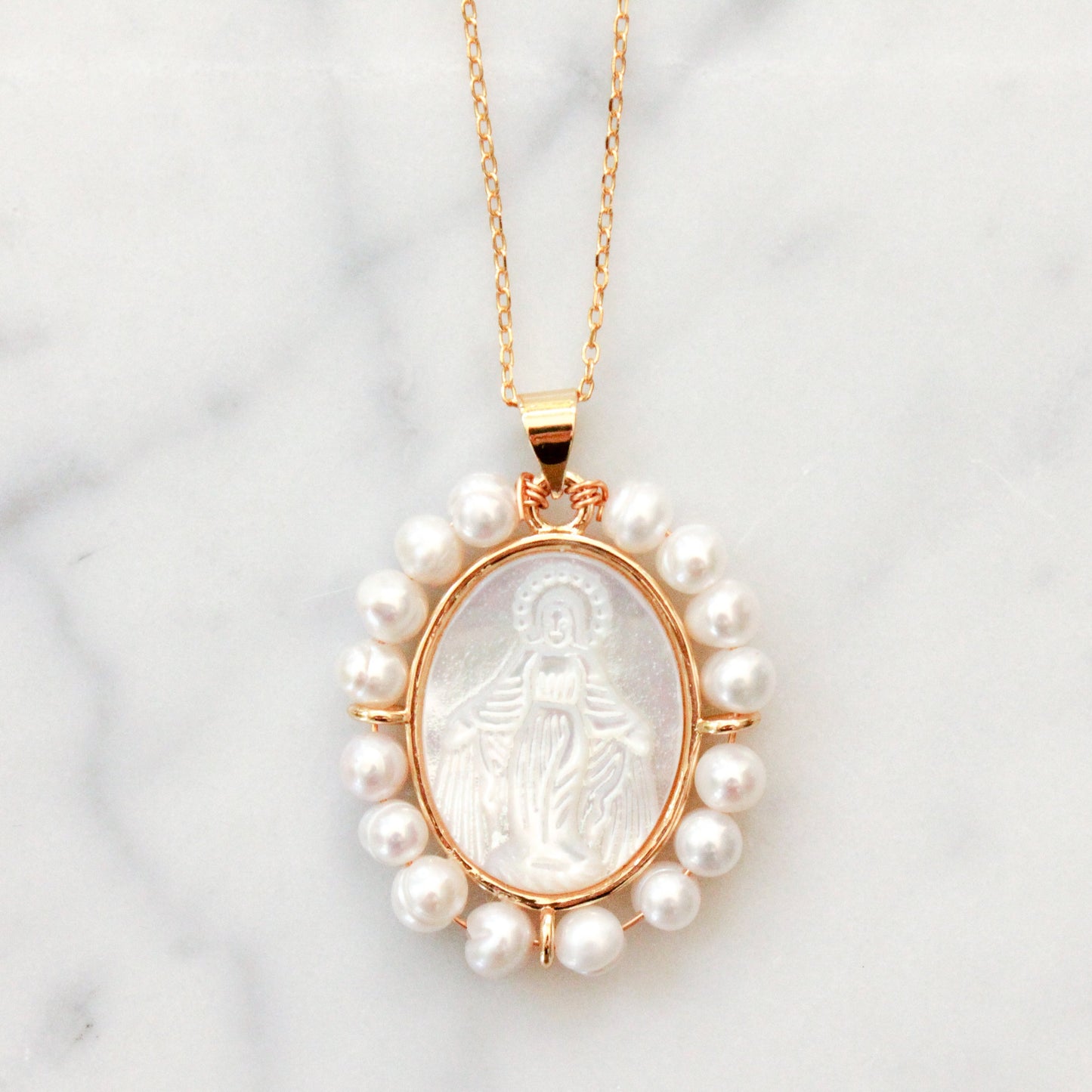 Virgin Mary Medallion Chain Necklace