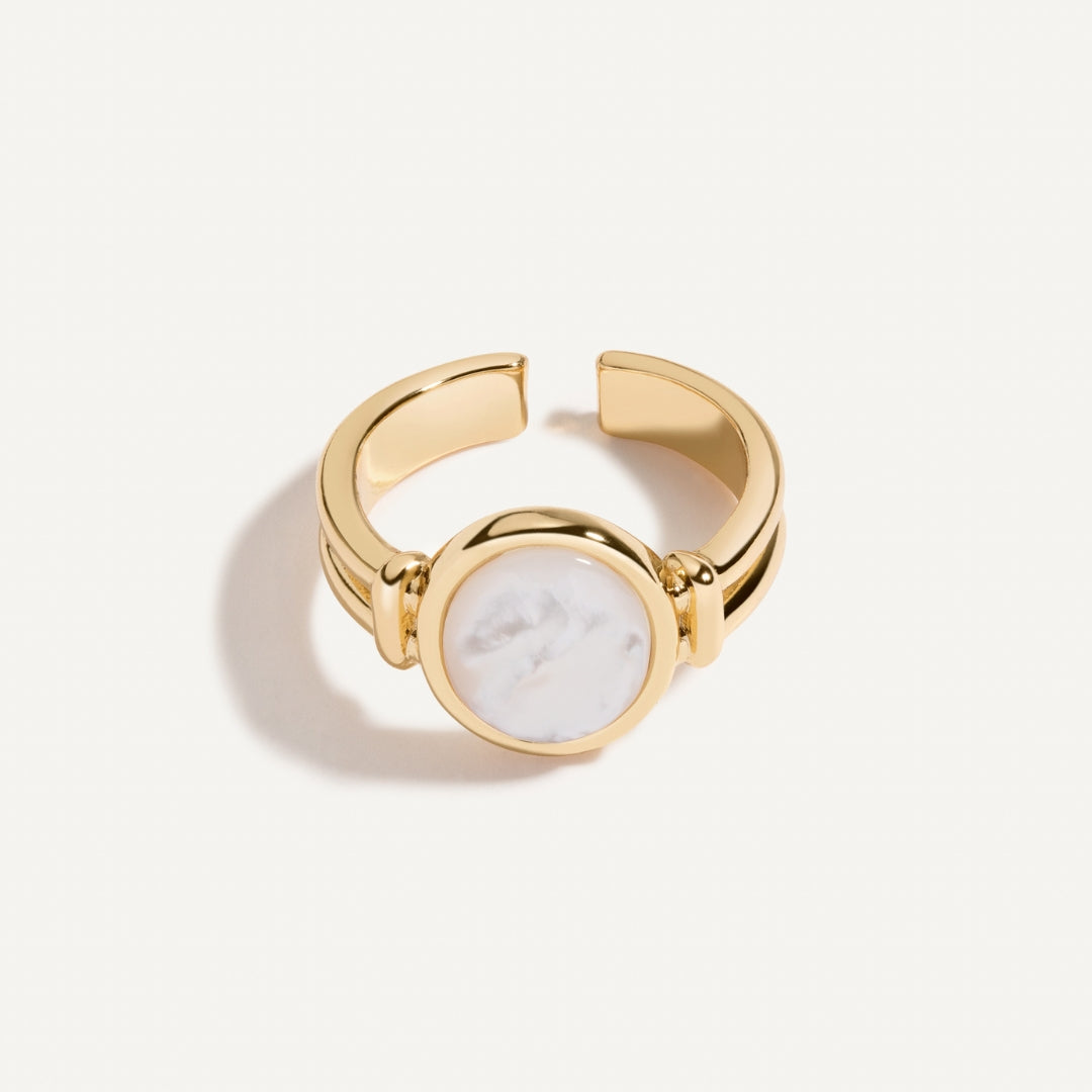 Elegant Mother of Pearl Signet Ring for Women