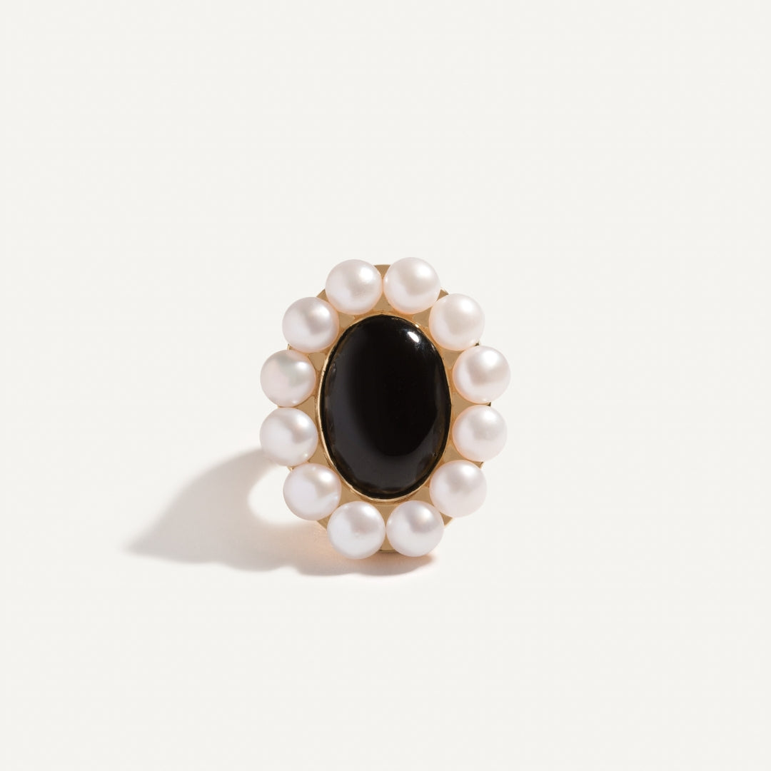 Onyx and Pearl Signet Ring for Unique Style