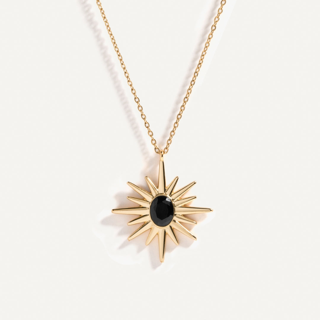 Sunburst Necklace with Black Onyx Stone