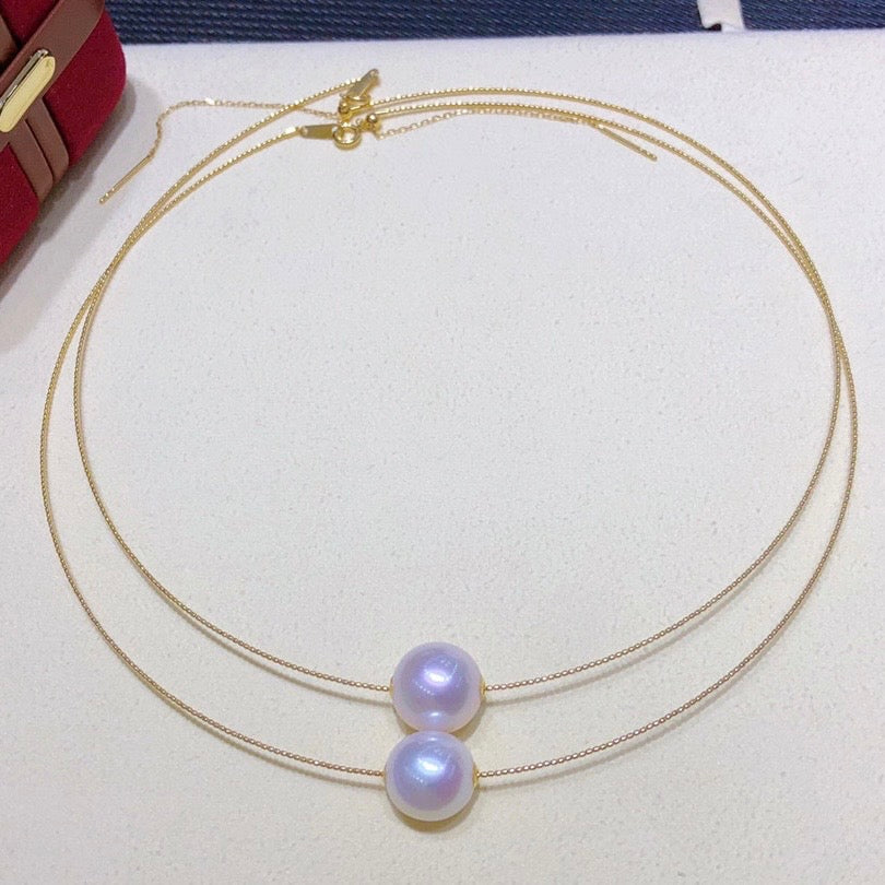 Round Pearl Collar Necklace in 18k Gold